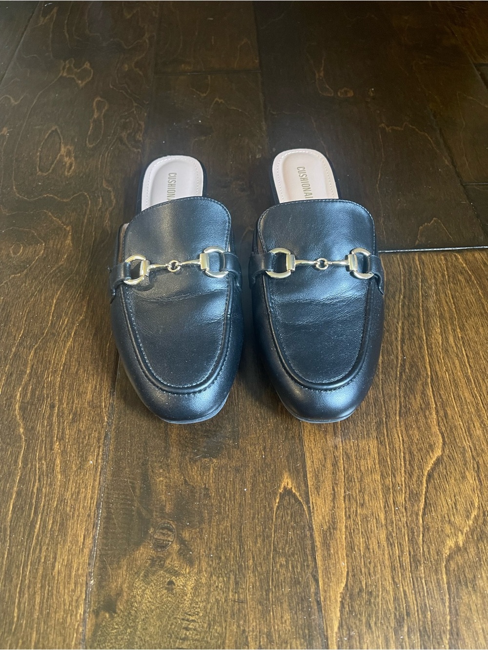 Slip-On Women’s Black Leather Loafers with Horsebit Size 9.5